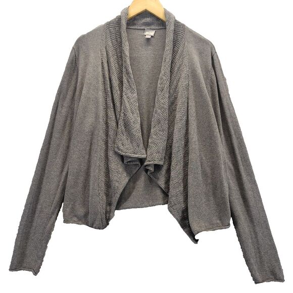 Converse One Star Womens Gray Cropped Open Waterfall Cardigan Long Sleeve Size L - Picture 8 of 14
